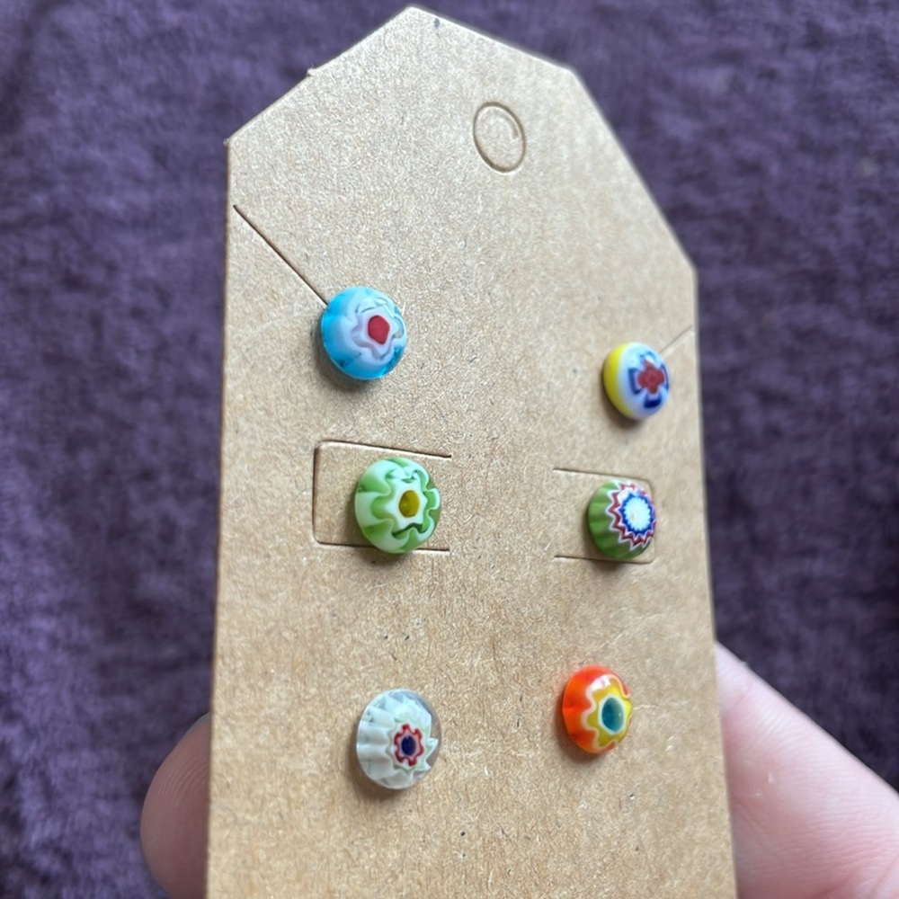 Mixed Mini Colorful Stud‎ Earrings - Picture 3 of 4